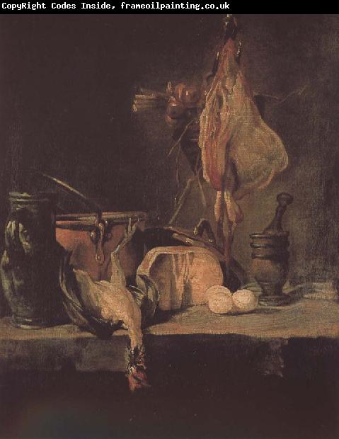 Jean Baptiste Simeon Chardin Skate with onion and the basket still life